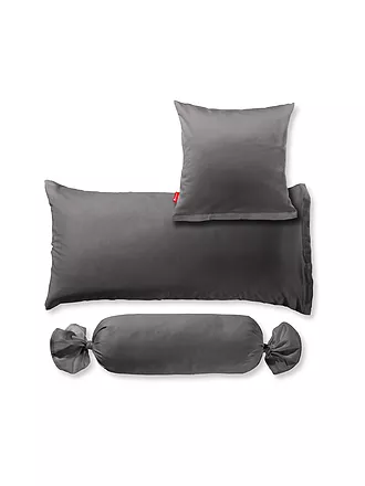 FLEURESSE | Satin-Kissenbezug "Royal Uni" 2-er 40x80cm (Silber) | grau